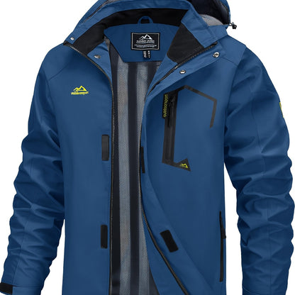 Men's Lightweight Windproof Jacket with Detachable Hood & Full-Zip Closure - Adjustable Cuffs