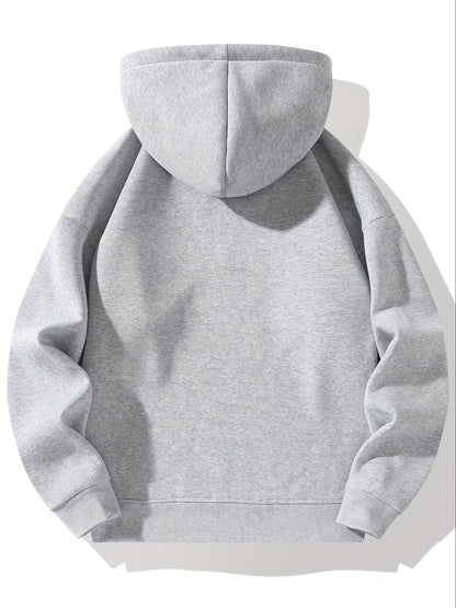 3pcs Fleece Hoodies 3pcs Men's Fleece-Lined Half-Zip Hooded Sweatshirts