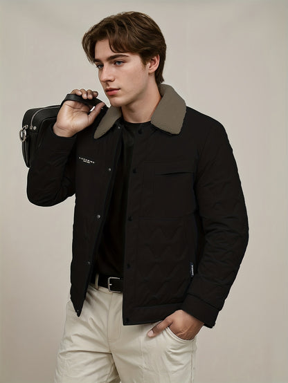 Winter Short-Length Winter Coat - Thickened Jacket with Full-Zip Closure