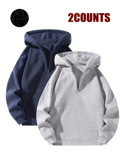 2pcs Couple's Hoodies 2pcs Cozy Couple's Matching Hooded Sweatshirts
