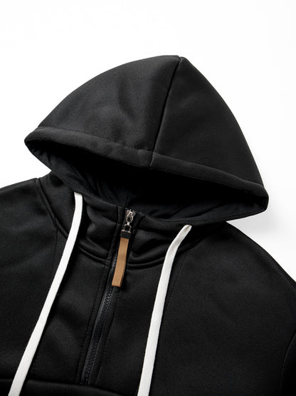 4pcs Men's Casual Patchwork Hooded Pullover Sweatshirt