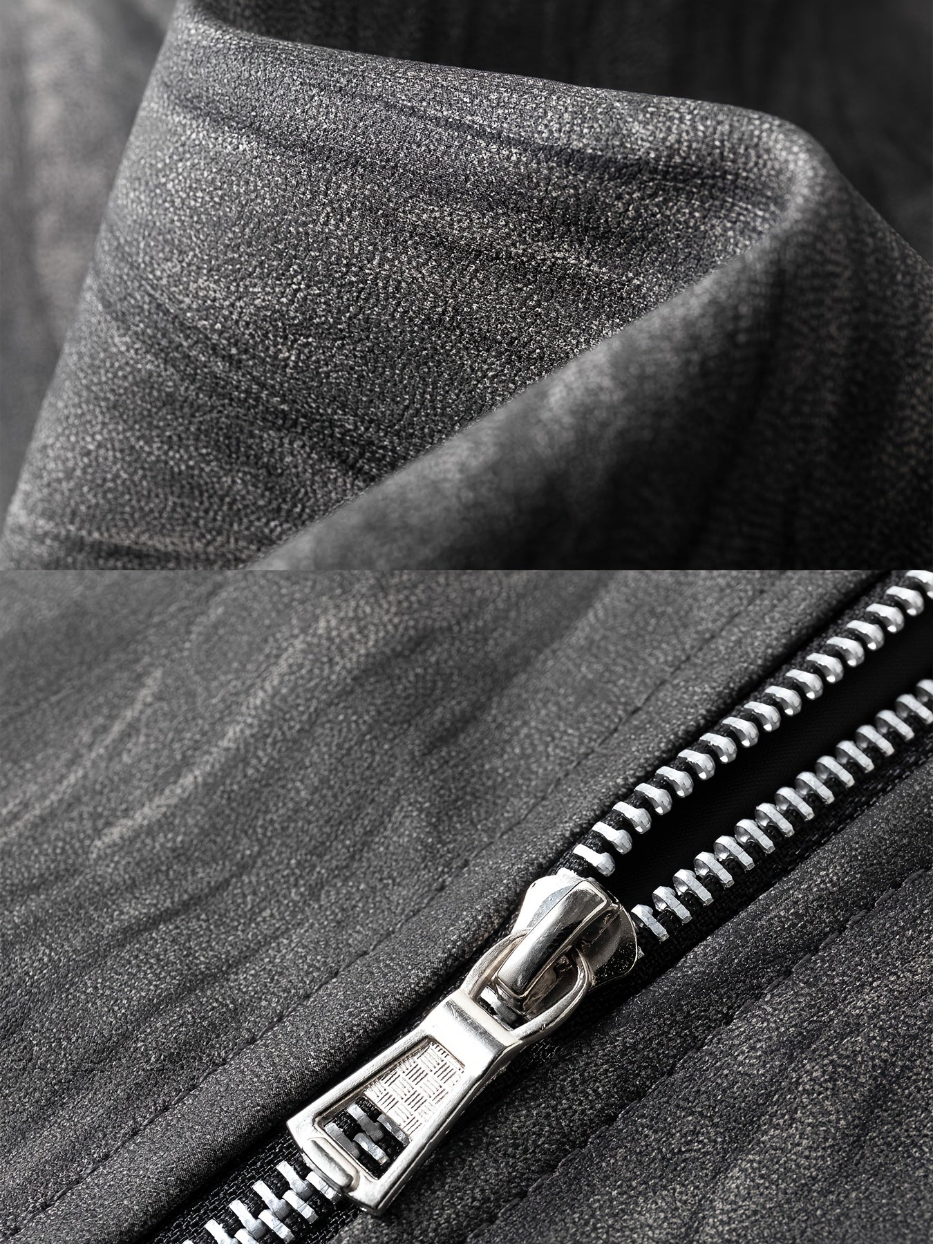 Men'S Vintage-Inspired Faux Leather Jacket - Loose Fit, Long Sleeve, Zip-Up with Chest Pockets