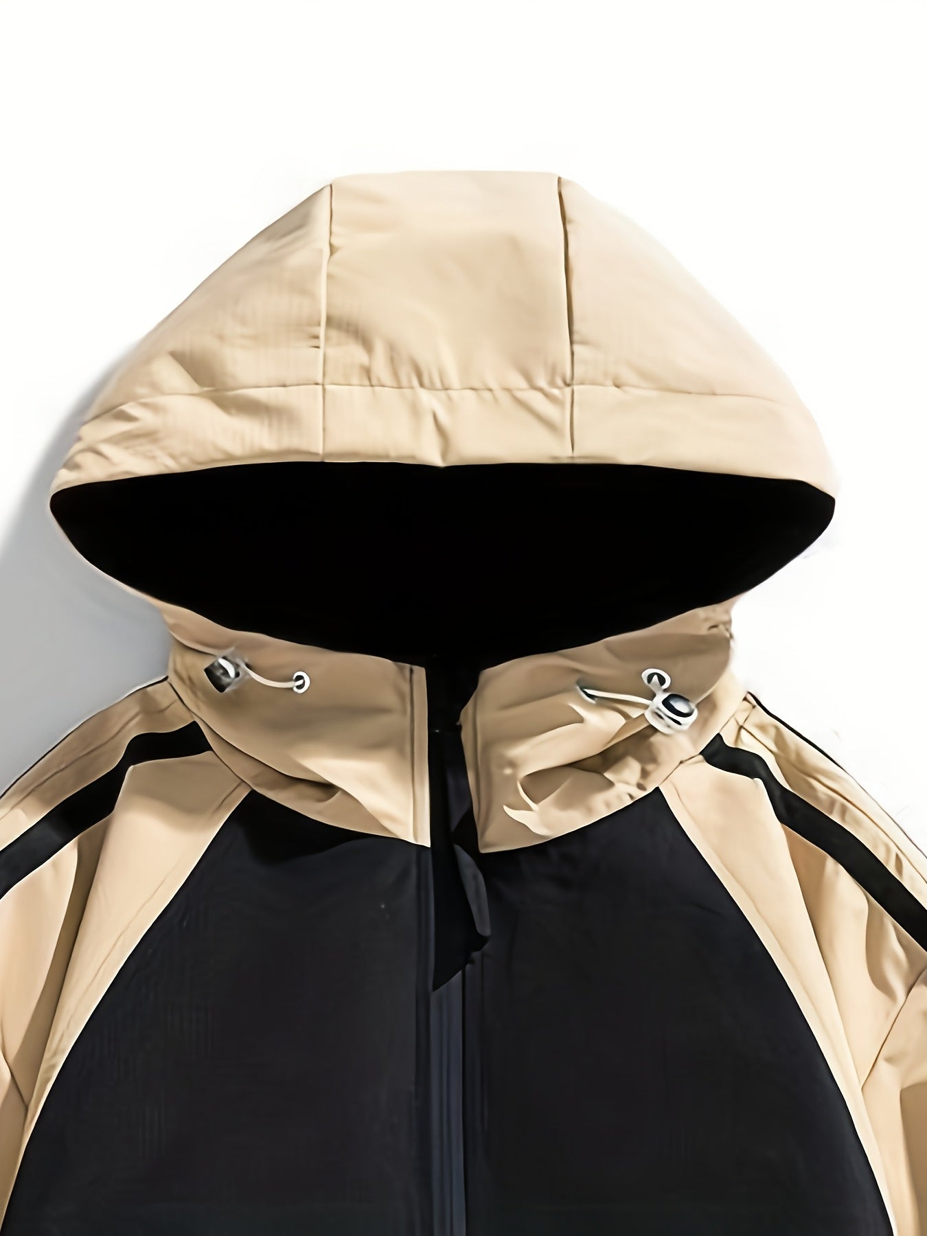 Polyester Hooded Jacket Polyester Men's Casual Hooded Jacket | Color-Block Design, Loose Fit