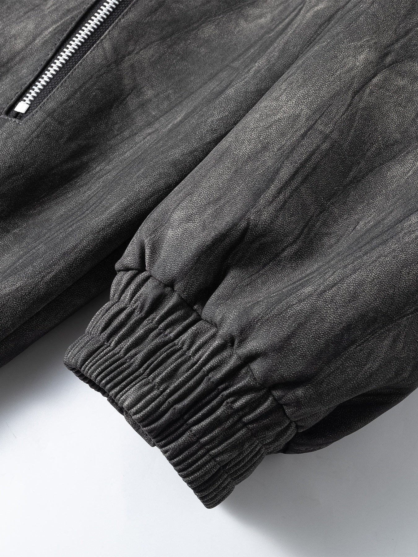 Men'S Vintage-Inspired Faux Leather Jacket - Loose Fit, Long Sleeve, Zip-Up with Chest Pockets