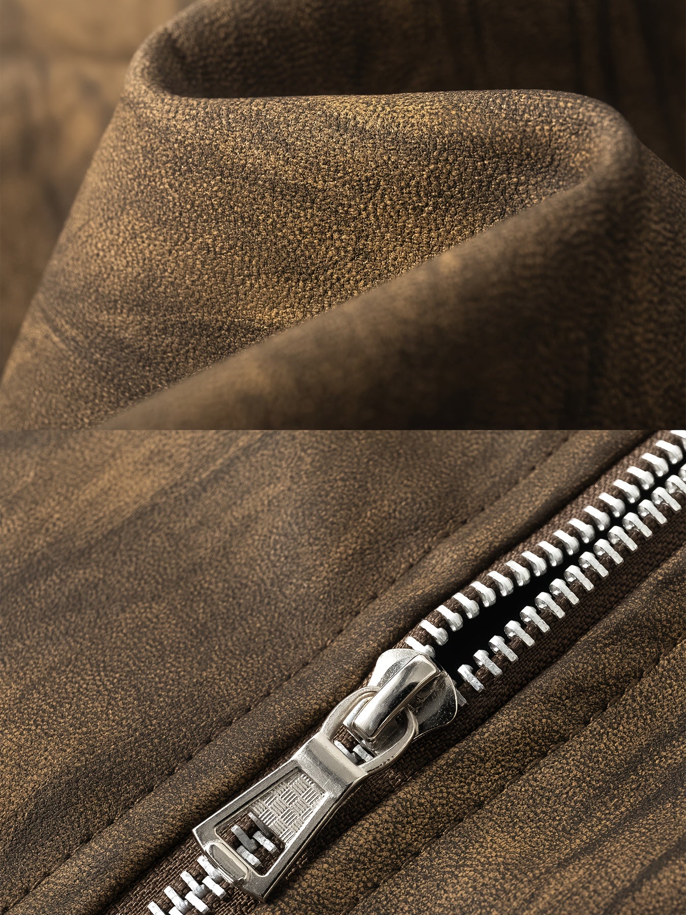 Men'S Vintage-Inspired Faux Leather Jacket - Loose Fit, Long Sleeve, Zip-Up with Chest Pockets